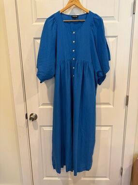 Ilana Kohn Cobalt Blue Maxi Dress with Button Front